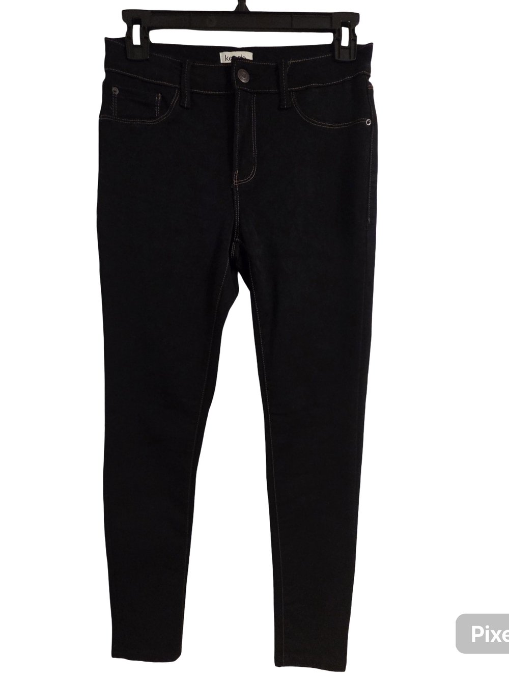 Kensie Black Denim Skinny Jeans with Contrast Stitching